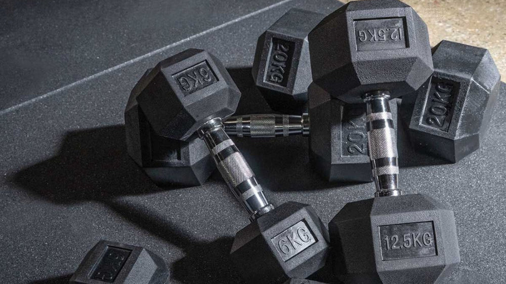 Working out with Hex Dumbbells