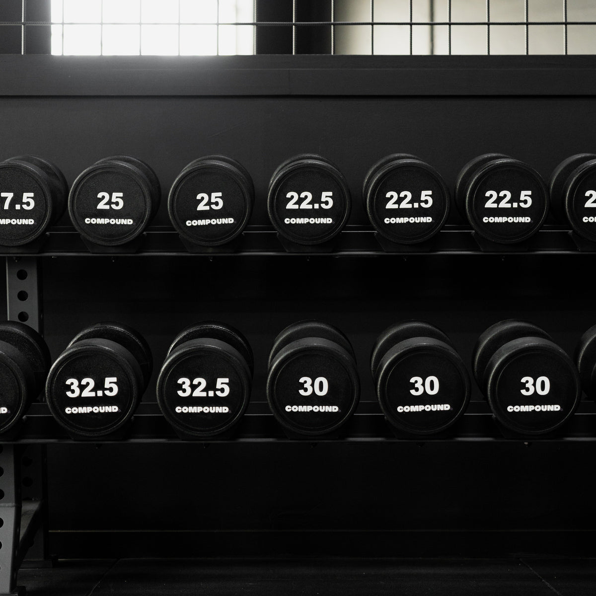 Commercial PU Round Dumbbells (PAIR) - Detail View - Compound Fitness Equipment