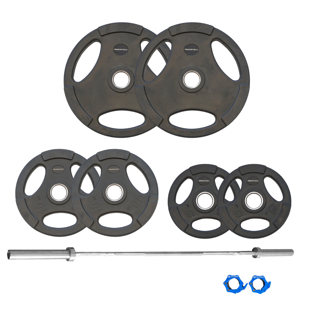 80kg Oly Tri Grip & Barbell Package