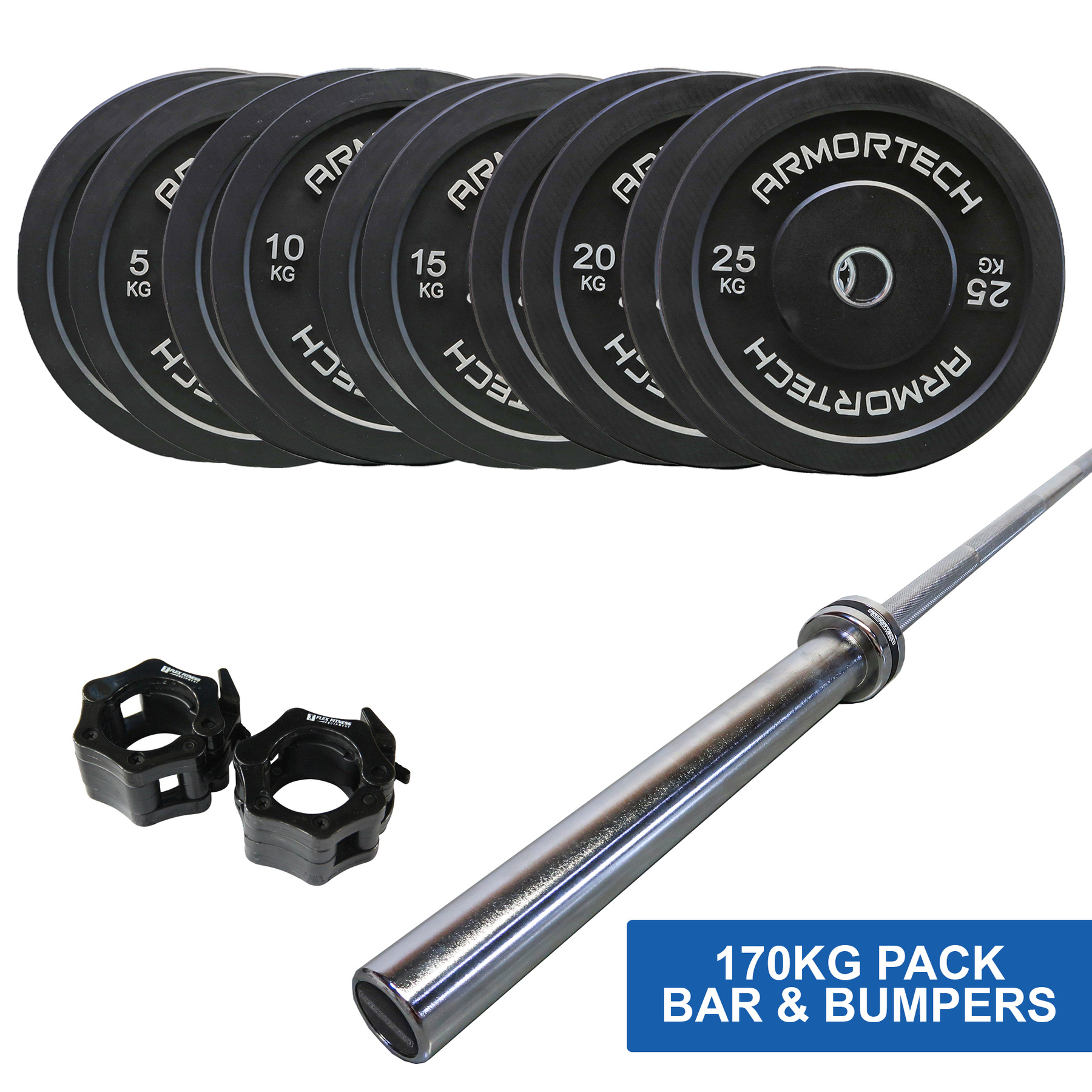 170kg Crossfit Weightlifting Barbell Bumper Plate Gym Weightlifting Set