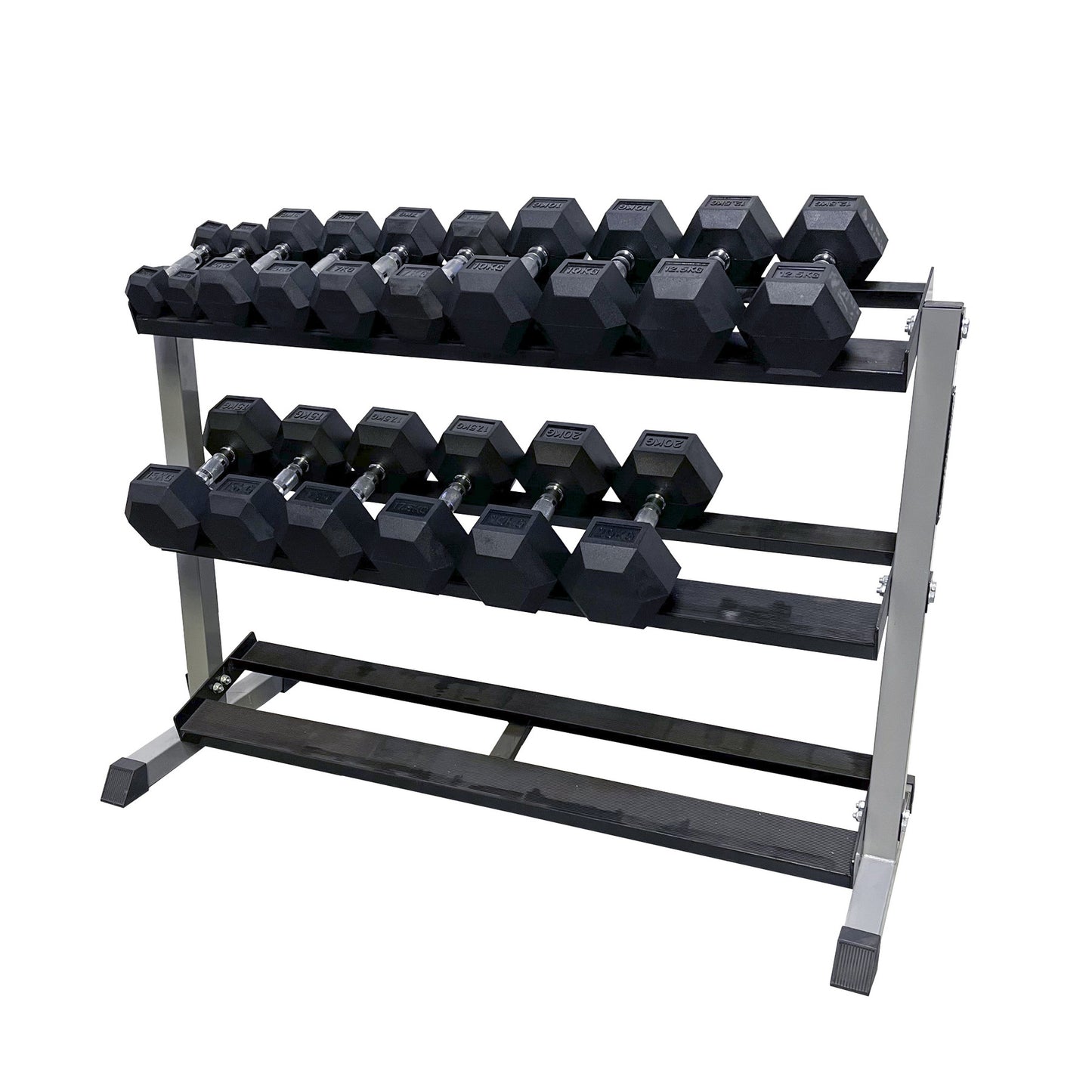 Hex Dumbbell: Custom Package with 3-Tier Rack (2kg - 20kg)