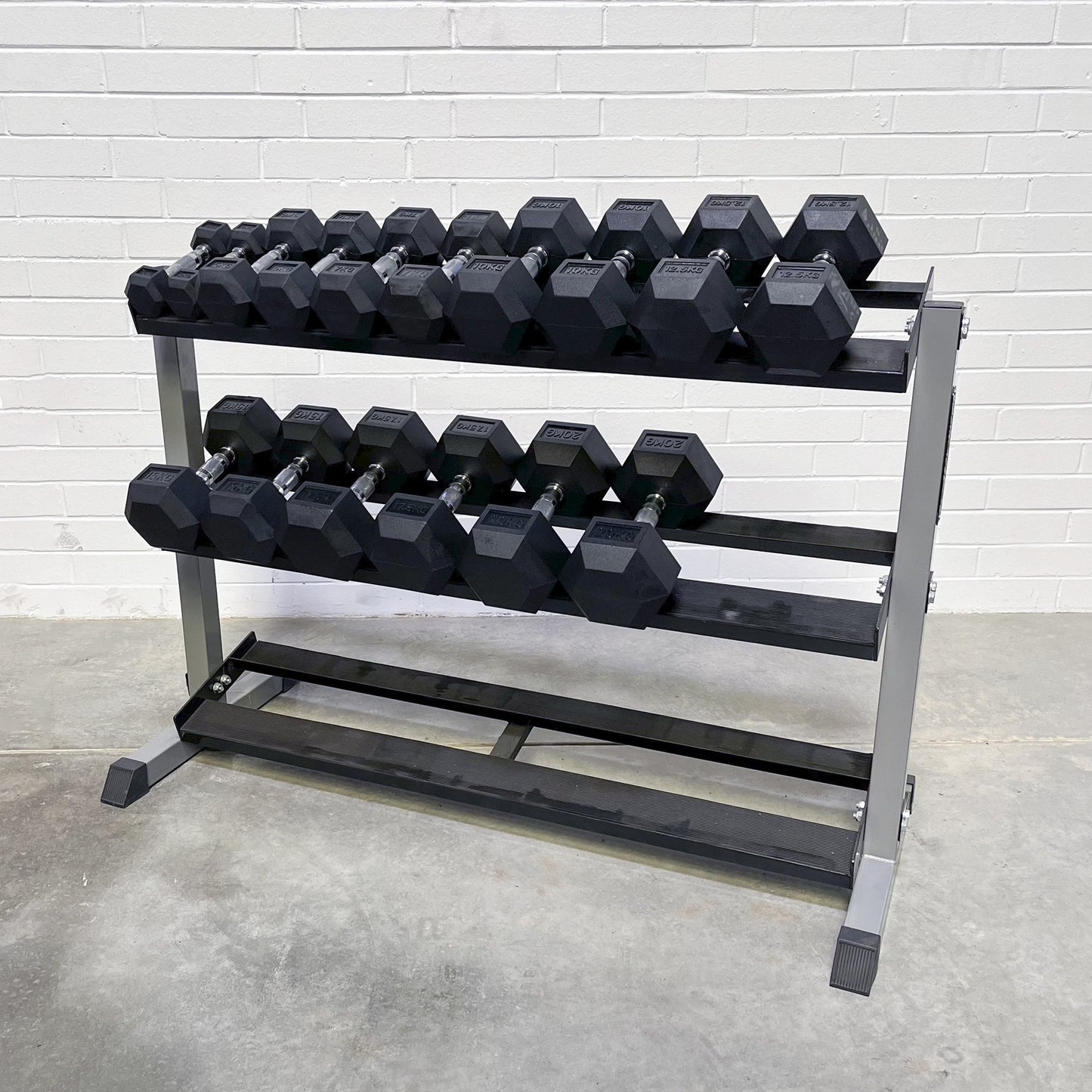 Hex Dumbbell: Custom Package with 3-Tier Rack (2kg - 20kg)