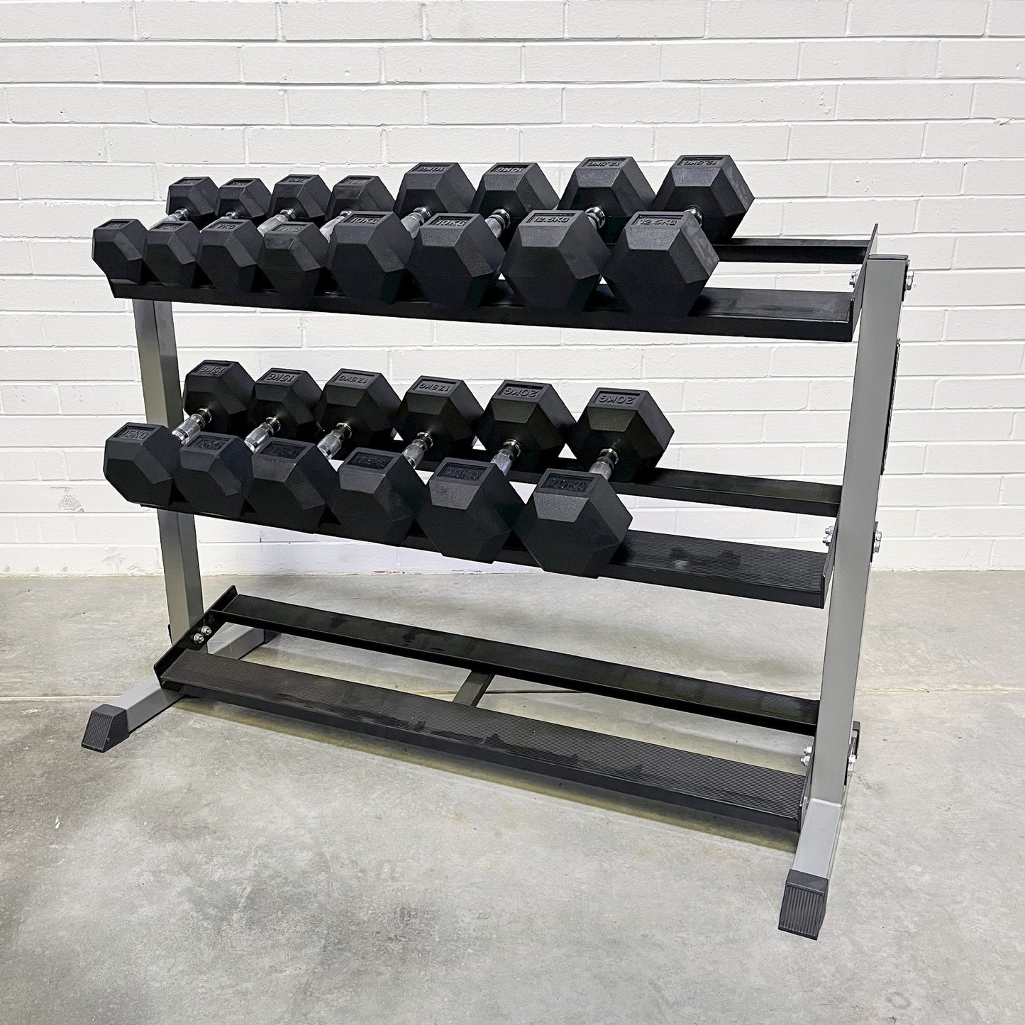 Hex Dumbbell: Medium Package with 3-Tier Rack (5kg to 20kg)