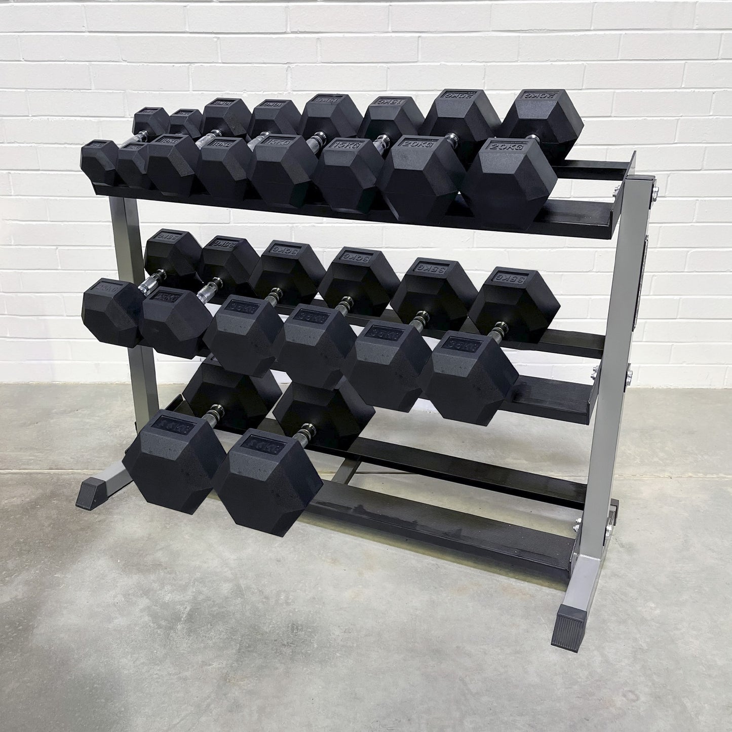 Hex Dumbbell: Custom Package with 3-Tier Rack (5kg - 40kg)