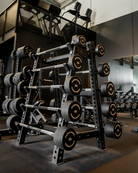 Fixed PU Straight Barbell 10kg to 55kg - Storage Tower Included - Detail View - Compound Fitness Equipment