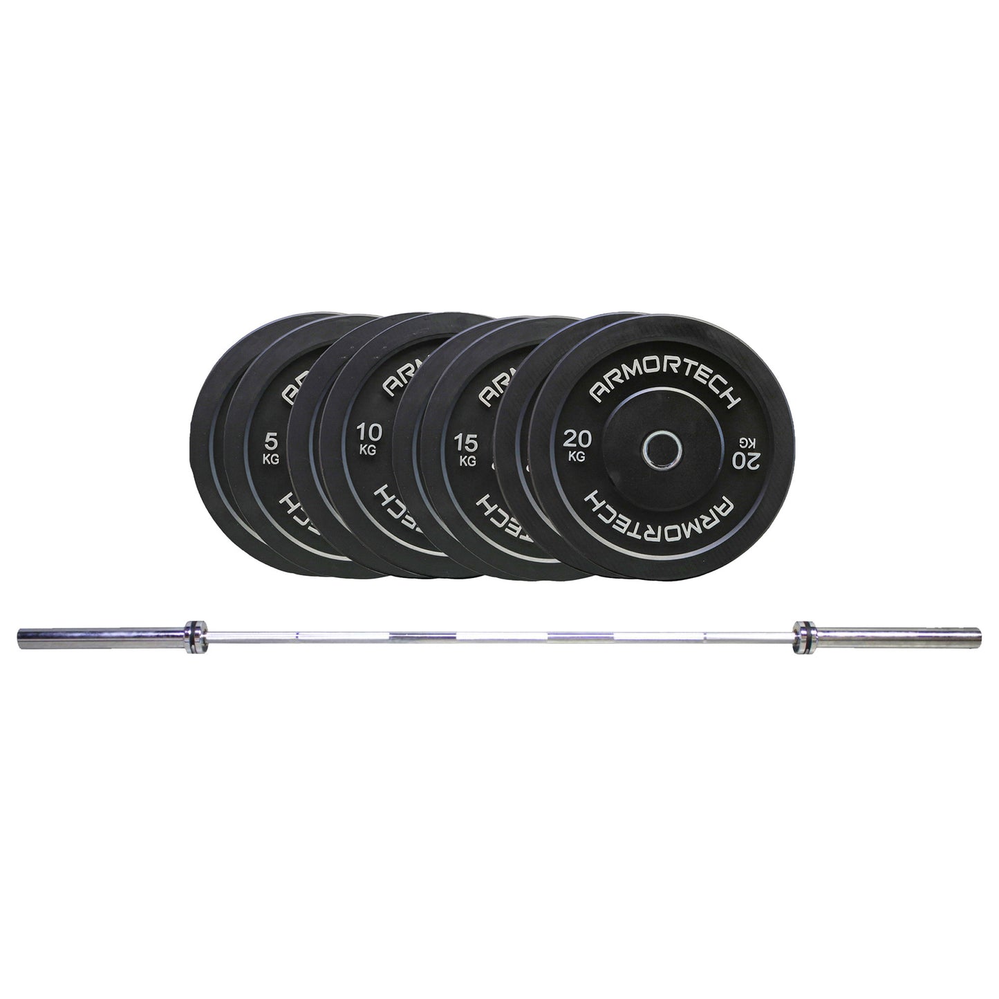 Armortech 120KG Black Bumper & Barbell Package