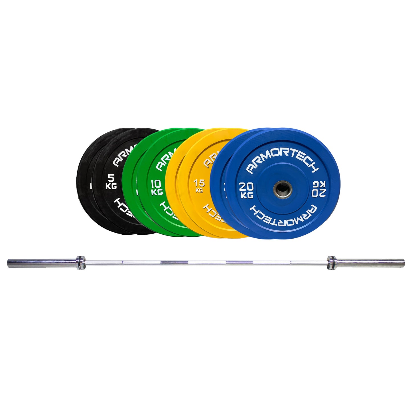 Armortech 120KG Colour Bumper & Barbell Package