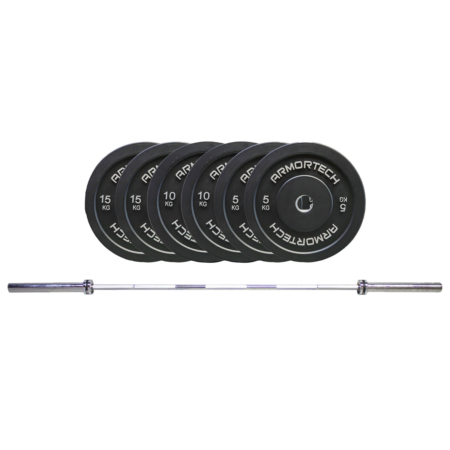 Armortech 80KG Black Bumper & Barbell Package