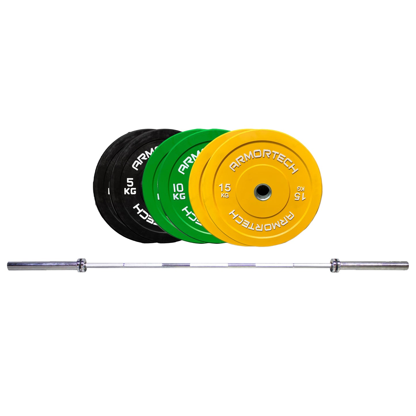 Armortech 80KG Colour Bumper & Barbell Package