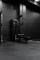 Lat Pulldown / Seated Row - Dynasty showing precision weight stack and cable system