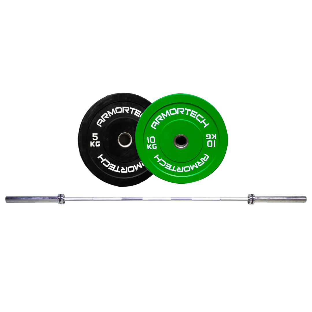 Armortech 50KG Colour Bumper & Barbell Package