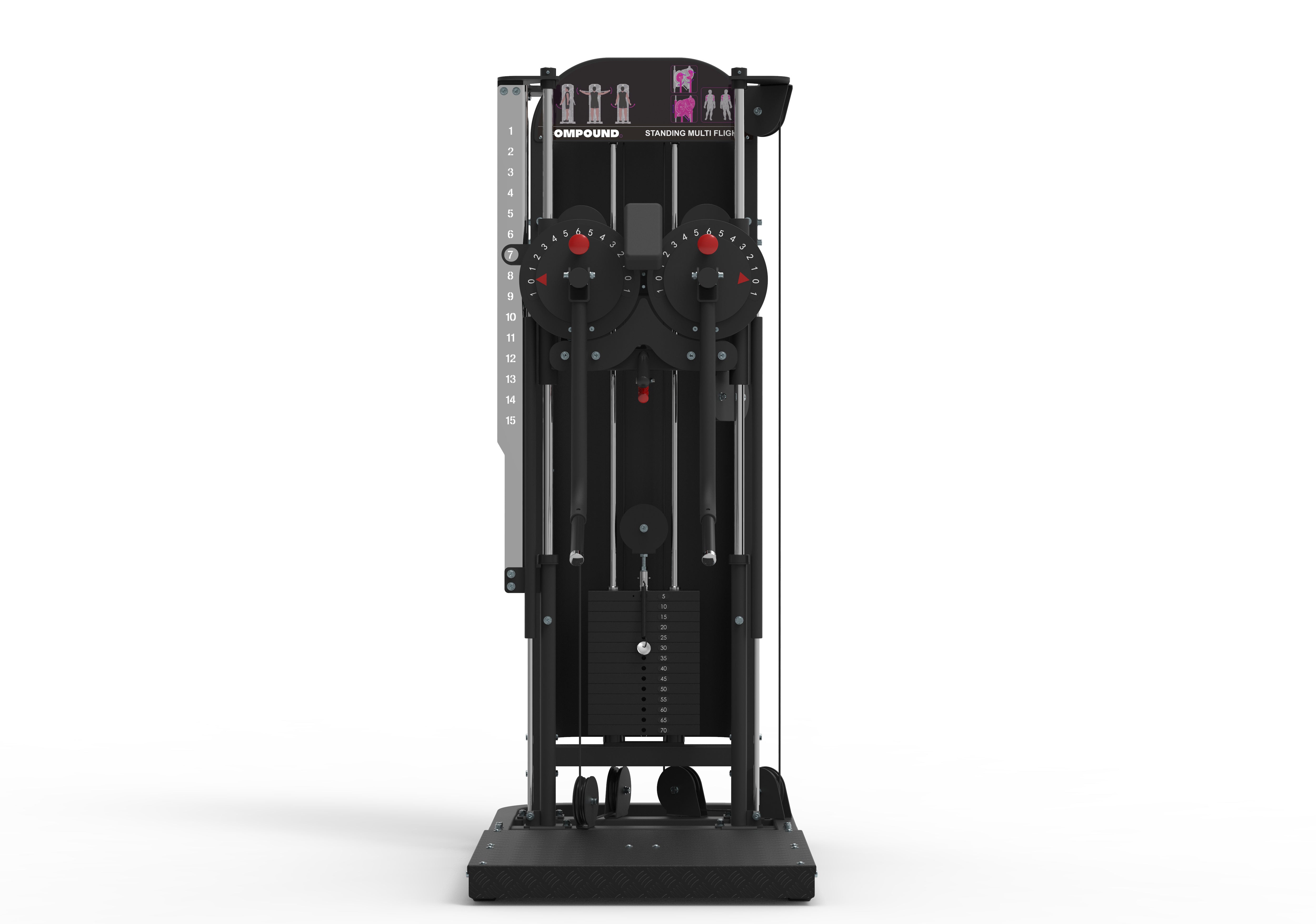 Close-up of Lateral Raise | Pin Loaded adjustment points and ergonomic padding