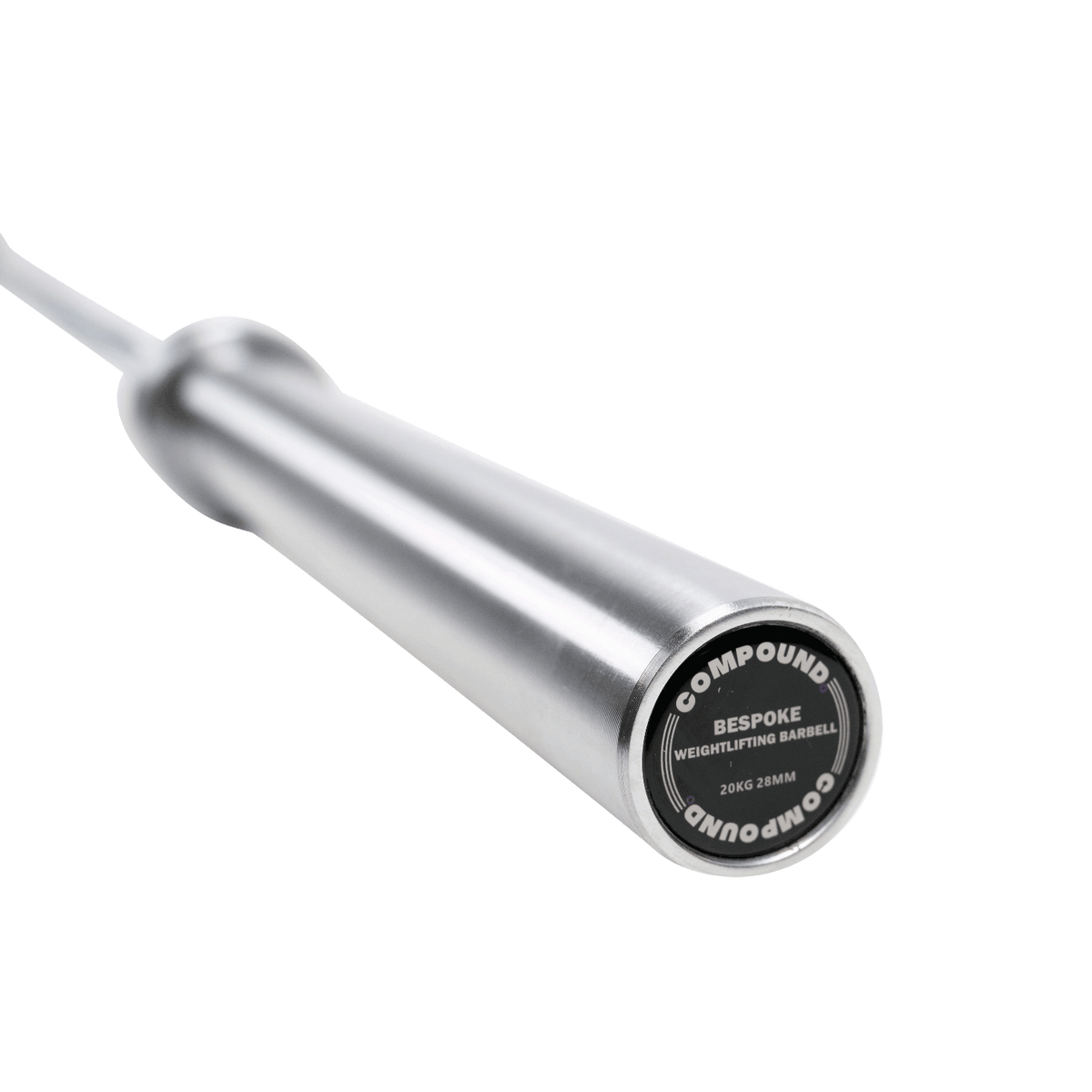 Bespoke Olympic Lifting Barbell - Chrome - Front View - Compound Fitness Equipment